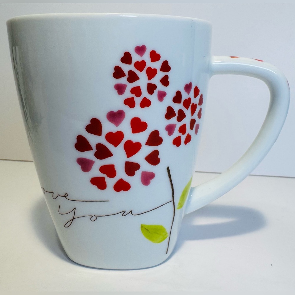 Starbucks ‘I Love You’ White Mug with Red Heart Accents 12OZ NWOT